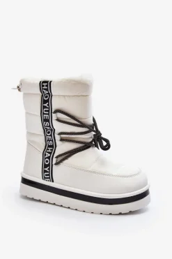 Damskie Śniegowce Z Wiązaniem Białe Lilara