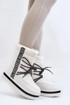 Damskie Śniegowce Z Wiązaniem Białe Lilara