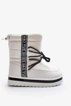 Damskie Śniegowce Z Wiązaniem Białe Lilara