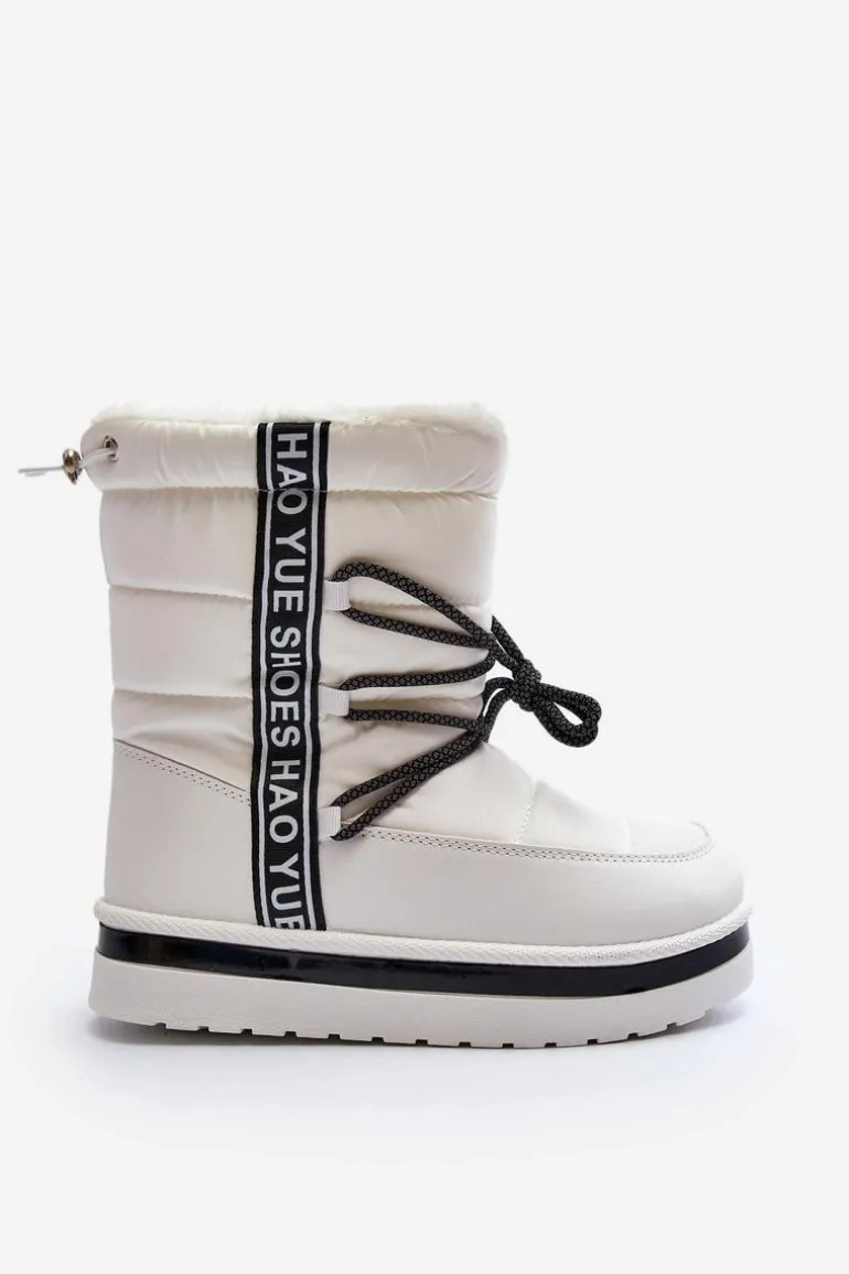 Damskie Śniegowce Z Wiązaniem Białe Lilara