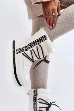 Damskie Śniegowce Z Wiązaniem Białe Lilara