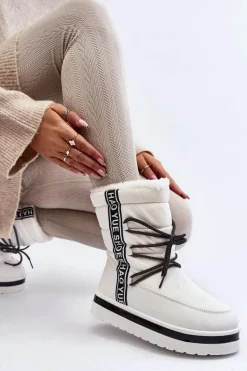 Damskie Śniegowce Z Wiązaniem Białe Lilara