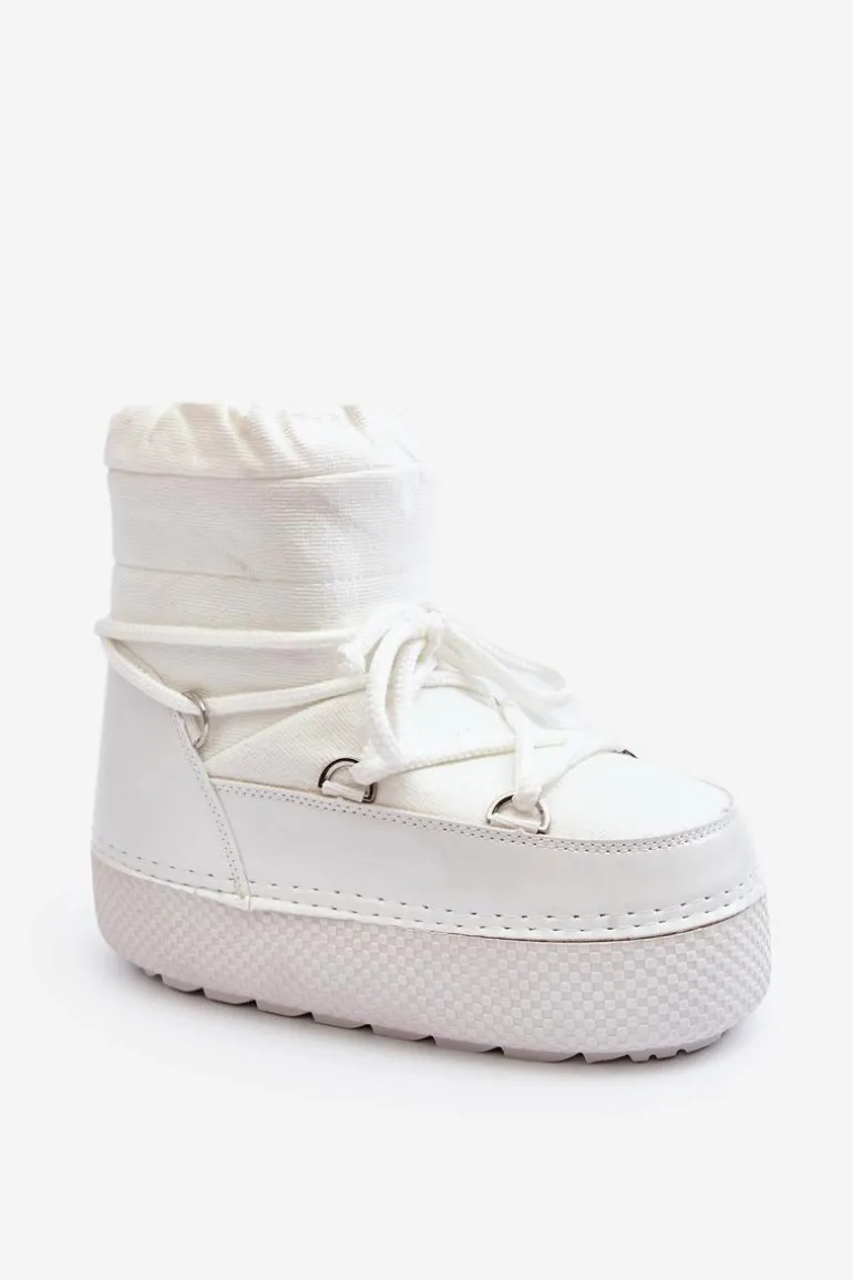 Damskie Śniegowce Z Wiązaniem Białe Toolsa