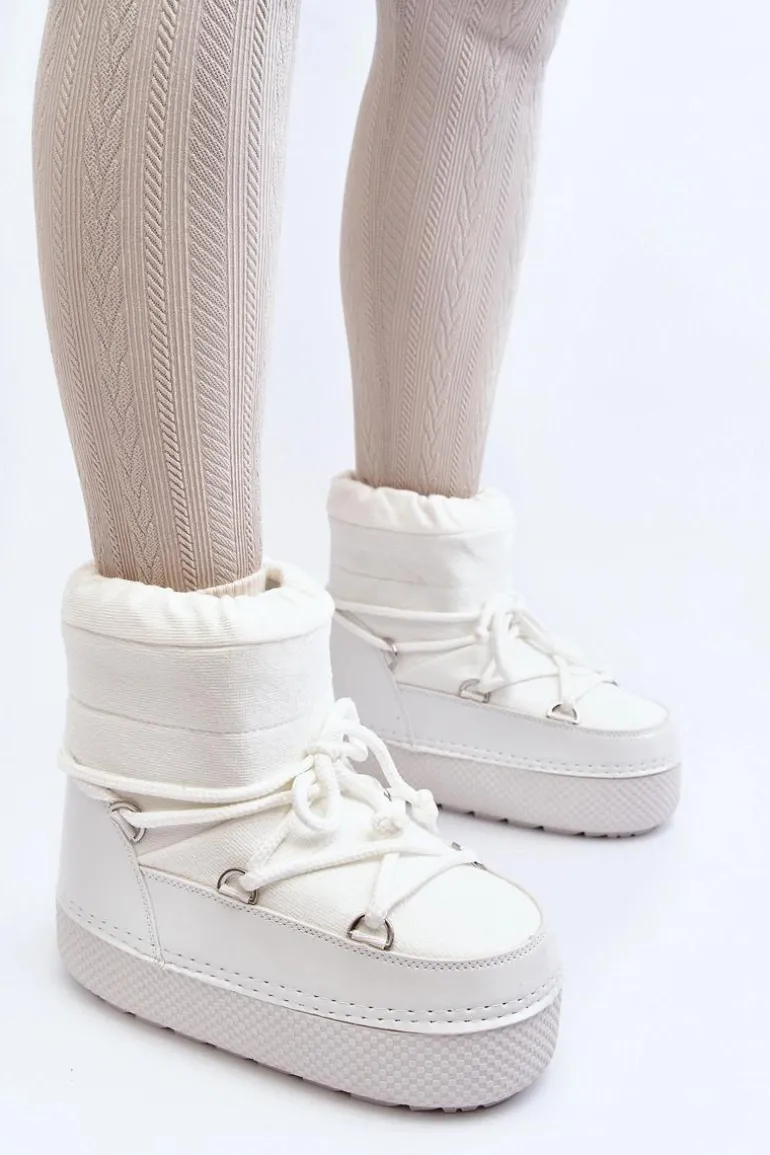 Damskie Śniegowce Z Wiązaniem Białe Toolsa