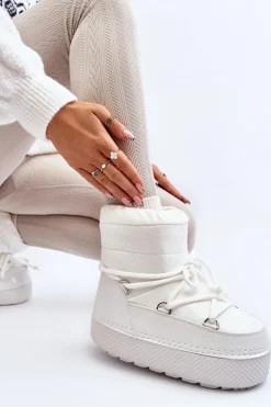 Damskie Śniegowce Z Wiązaniem Białe Toolsa