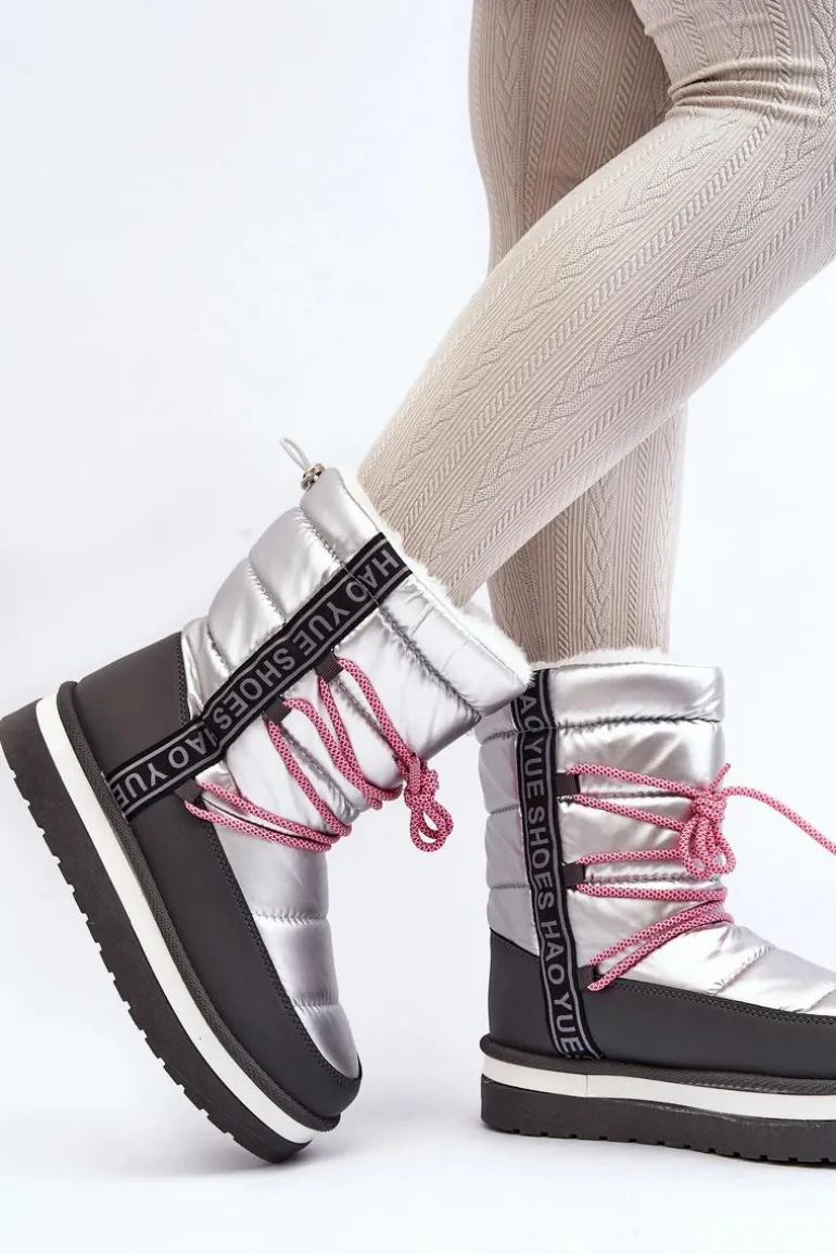 Damskie Śniegowce Z Wiązaniem Srebrne Lilara