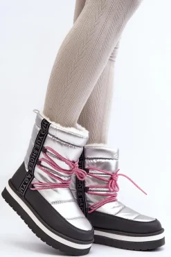 Damskie Śniegowce Z Wiązaniem Srebrne Lilara