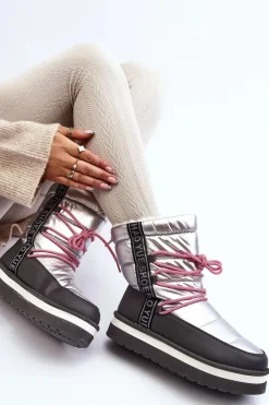 Damskie Śniegowce Z Wiązaniem Srebrne Lilara