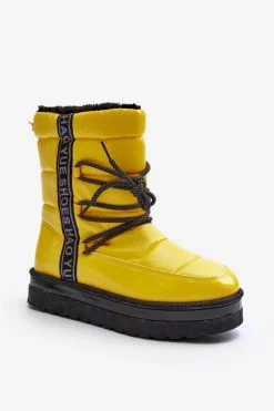 Damskie Śniegowce Z Wiązaniem Żółte Lilara