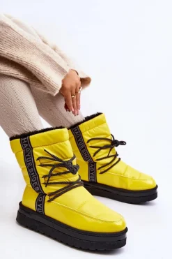 Damskie Śniegowce Z Wiązaniem Żółte Lilara