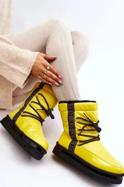 Damskie Śniegowce Z Wiązaniem Żółte Lilara