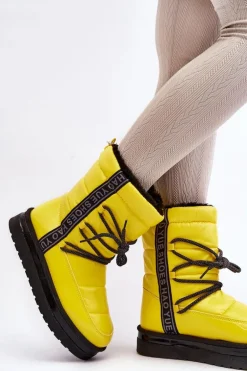 Damskie Śniegowce Z Wiązaniem Żółte Lilara