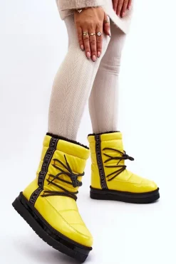 Damskie Śniegowce Z Wiązaniem Żółte Lilara