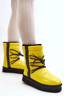 Damskie Śniegowce Z Wiązaniem Żółte Lilara