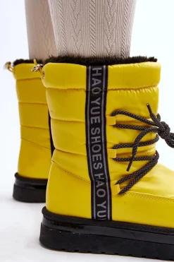 Damskie Śniegowce Z Wiązaniem Żółte Lilara