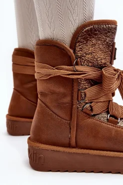 Damskie Śniegowce Z Wiązaniem D.Franklin DFSH370006 Brązowe