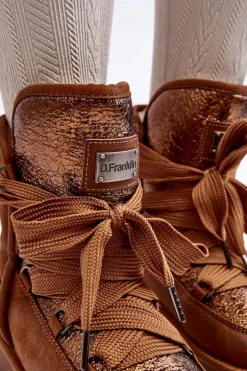 Damskie Śniegowce Z Wiązaniem D.Franklin DFSH370006 Brązowe