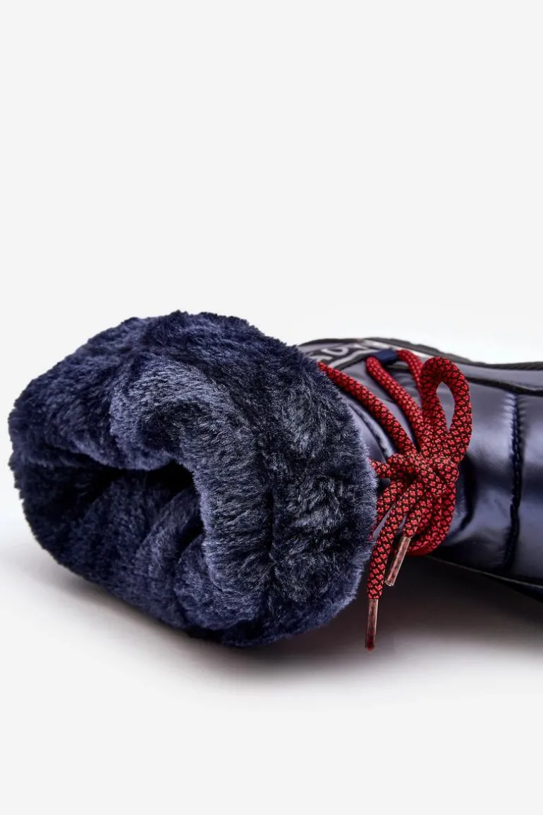 Damskie Śniegowce Z Wiązaniem Granatowe Lilara