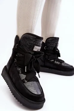 Damskie Śniegowce Z Wiązaniem D.Franklin DFSH370006 Czarne