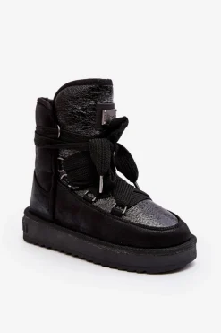 Damskie Śniegowce Z Wiązaniem D.Franklin DFSH370006 Czarne