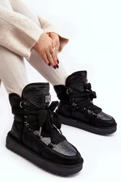 Damskie Śniegowce Z Wiązaniem D.Franklin DFSH370006 Czarne