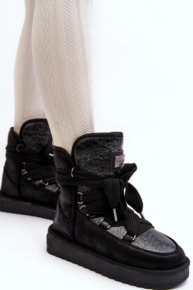 Damskie Śniegowce Z Wiązaniem D.Franklin DFSH370006 Czarne