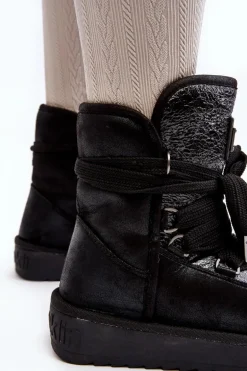 Damskie Śniegowce Z Wiązaniem D.Franklin DFSH370006 Czarne