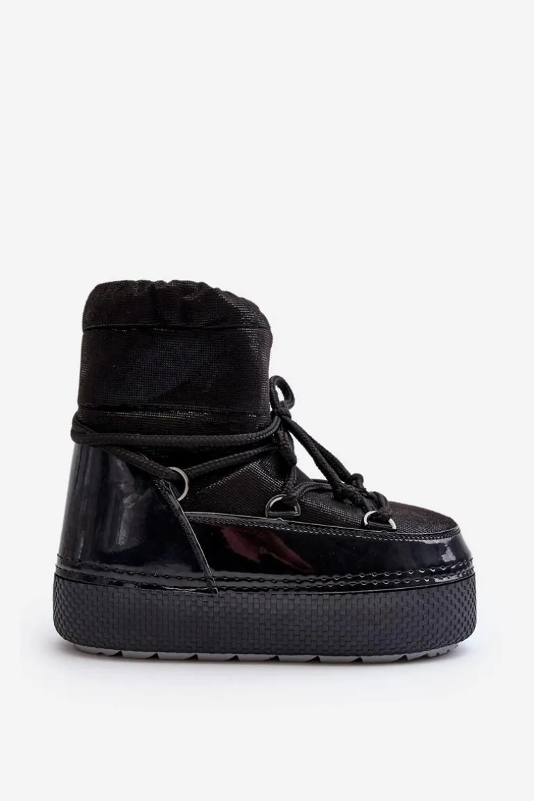 Damskie Śniegowce Z Wiązaniem Czarne Toolsa