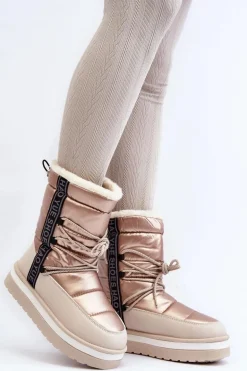 Damskie Śniegowce Z Wiązaniem Beżowe Lilara