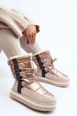 Damskie Śniegowce Z Wiązaniem Beżowe Lilara