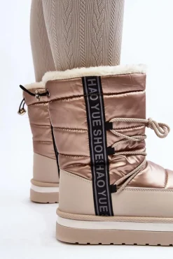 Damskie Śniegowce Z Wiązaniem Beżowe Lilara