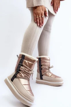 Damskie Śniegowce Z Wiązaniem Beżowe Lilara