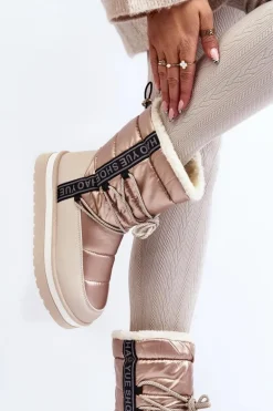 Damskie Śniegowce Z Wiązaniem Beżowe Lilara