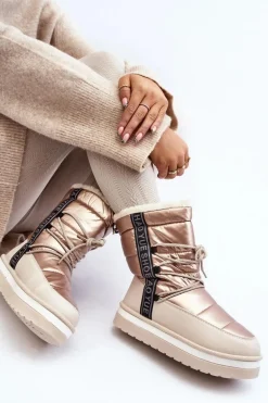 Damskie Śniegowce Z Wiązaniem Beżowe Lilara