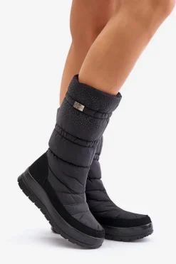 Damskie Śniegowce Ze Zdobieniem Progress PROGJ-24-147 Czarne