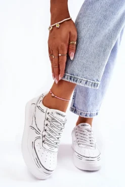 Damskie Niskie Buty Sportowe Białe Solveig