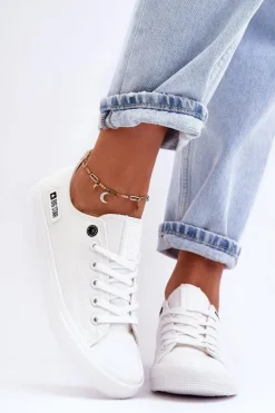 Damskie Niskie Materiałowe Trampki Big Star KK274008 Białe