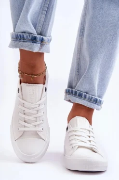 Damskie Niskie Materiałowe Trampki Big Star KK274008 Białe