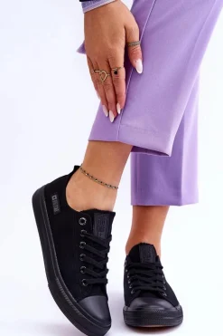 Damskie Niskie Materiałowe Trampki Big Star KK274009 Czarne