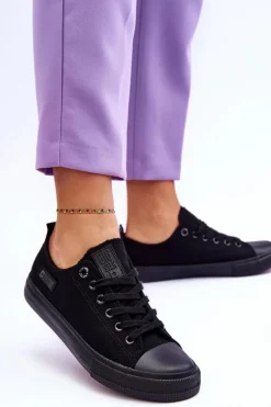 Damskie Niskie Materiałowe Trampki Big Star KK274009 Czarne