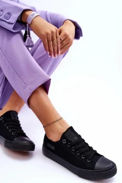 Damskie Niskie Materiałowe Trampki Big Star KK274009 Czarne