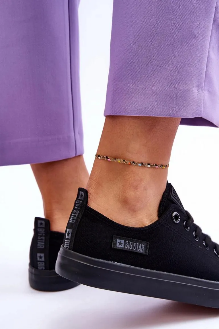 Damskie Niskie Materiałowe Trampki Big Star KK274009 Czarne