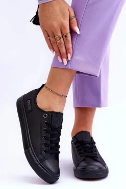 Damskie Niskie Skórzane Trampki Big Star KK274011 Czarne