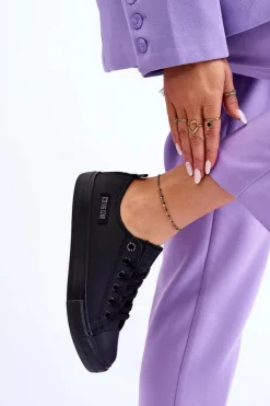 Damskie Niskie Skórzane Trampki Big Star KK274011 Czarne