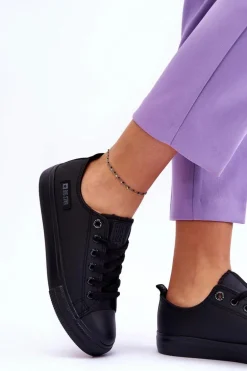 Damskie Niskie Skórzane Trampki Big Star KK274011 Czarne