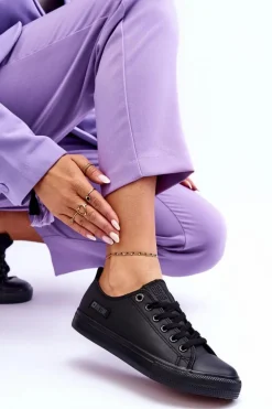 Damskie Niskie Skórzane Trampki Big Star KK274011 Czarne