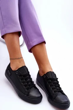 Damskie Niskie Skórzane Trampki Big Star KK274011 Czarne