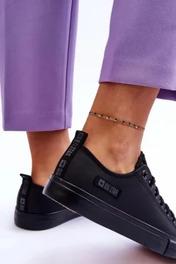 Damskie Niskie Skórzane Trampki Big Star KK274011 Czarne