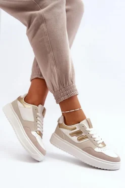 Damskie Niskie Sneakersy Beżowe Regines
