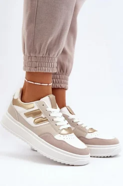 Damskie Niskie Sneakersy Beżowe Regines